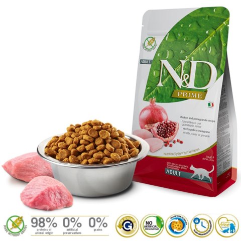 FARMINA N&D Prime Chicken & Pomegranate Adult - sucha karma dla kota - 1,5kg FARMINA N&D Prime Chicken & Pomegranate Adult - sucha karma dla kota - 1,5kg