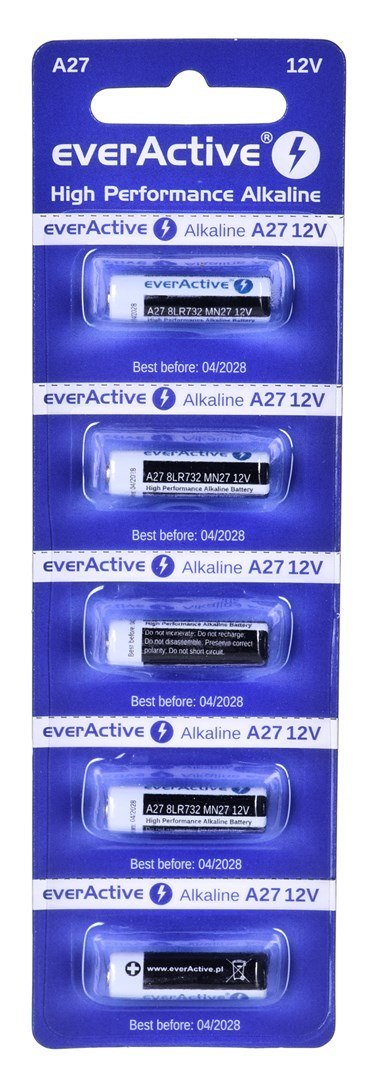 EVERACTIVE BATERIE ALKALICZNE 27A 12V, BLISTER 5 SZT. 27A5BL EVERACTIVE BATERIE ALKALICZNE 27A 12V, BLISTER 5 SZT. 27A5BL