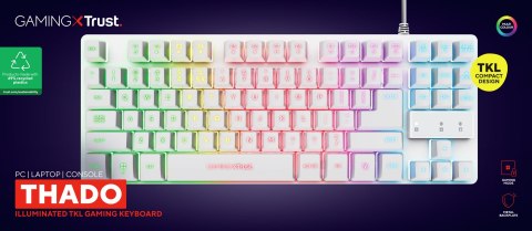 Klawiatura gamingowa TRUST GXT833W THADO TKL US White