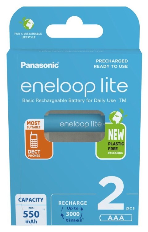 PANASONIC ENELOOP LITE AAA 550mAh 2 szt PANASONIC ENELOOP LITE AAA 550mAh 2 szt