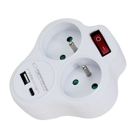 ESPERANZA ROZGAŁĘŹNIK ELEKTRYCZNY 2 GN. USB-C USB-A WŁ. BIAŁY ELK311W ESPERANZA ROZGAŁĘŹNIK ELEKTRYCZNY 2 GN. USB-C USB-A WŁ. BIAŁY ELK311W