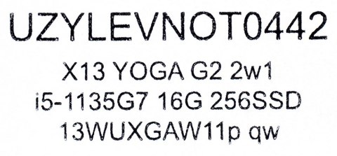 LENOVO ThinkPad X13 YOGA G2 2w1 i5-1135G7 16GB 256GB SSD 13,3" WUXGA(dotyk) (US QWERTY) Win11pro + zasilacz UŻYWANY
