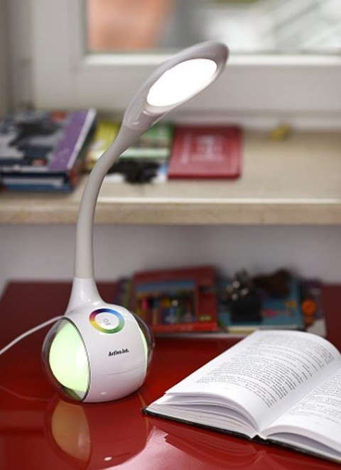 Lampka na biurko stołowa biurkowa LED Activejet RAINBOW RGB biała Lampka na biurko stołowa biurkowa LED Activejet RAINBOW RGB biała