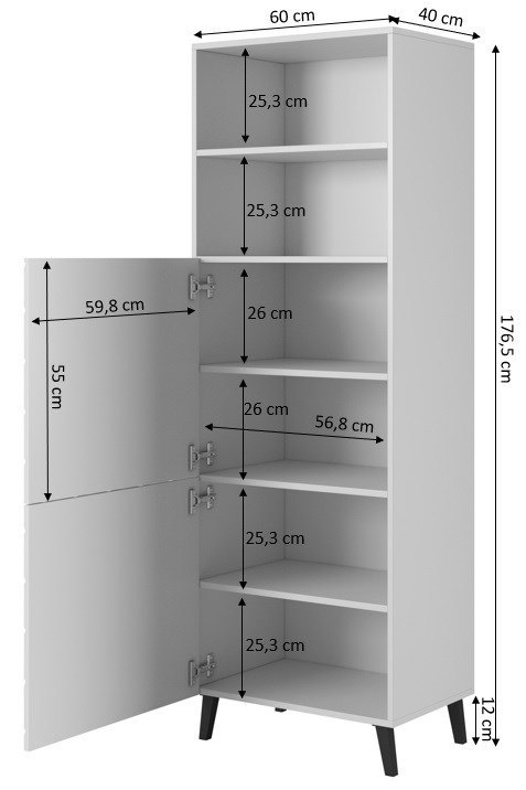 Witryna ABETO 60x40xH176,5 grafit/grafit połysk