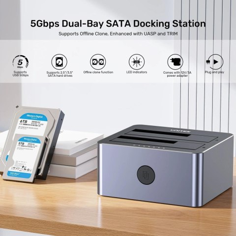UNITEK STACJA KLONUJĄCA DYSKI 2X SATA 2,5"/3,5" USB 5GBPS UNITEK STACJA KLONUJĄCA DYSKI 2X SATA 2,5"/3,5" USB 5GBPS