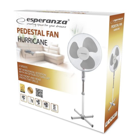 Wentylator stojący Esperanza HURRICANE EHF001WE (kolor biały) Wentylator stojący Esperanza HURRICANE EHF001WE (kolor biały)