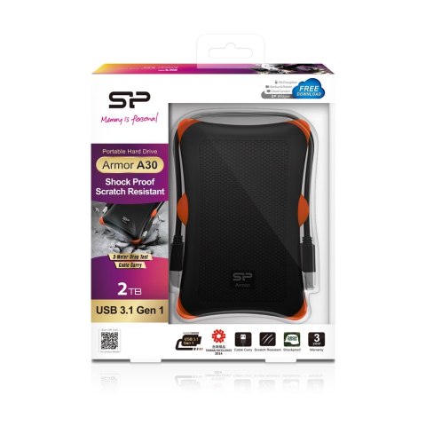 Dysk zewnętrzny HDD Silicon Power Armor A30 (2TB; 2.5"; USB 3.2; 5400 obr/min; Orange-Black; SP020TBPHDA30S3K) Dysk zewnętrzny HDD Silicon Power Armor A30 (2TB; 2.5"; USB 3.2; 5400 obr/min; Orange-Black; SP020TBPHDA30S3K)
