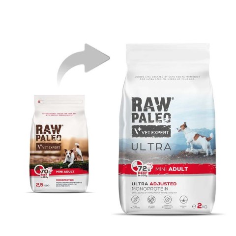 VetExpert Raw Paleo Ultra Wołowina Mini Adult 2kg (WYPRZEDAŻ)