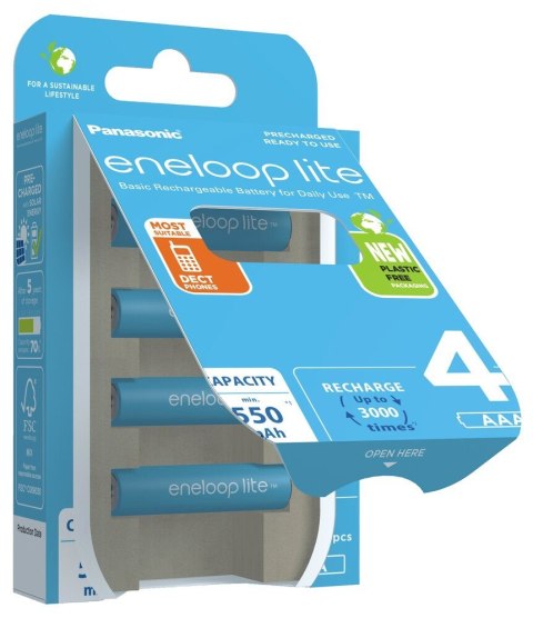 PANASONIC ENELOOP LITE AAA 550mAh 4 szt PANASONIC ENELOOP LITE AAA 550mAh 4 szt
