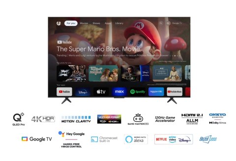 Telewizor TCL 85C655 QLED 85'' 4K Ultra HD Google TV Dolby Atmos DVB-T2 Czarny (WYPRZEDAŻ)