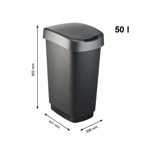 Rotho kosz na śmieci obrotowy TWIST srebrny 50L Rotho kosz na śmieci obrotowy TWIST srebrny 50L