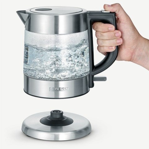 SEVERIN CZAJNIK ELEKTR. SZKŁO-STAL, POJ. 1 L, ZAKRYTA GRZAŁKA, FILTR ANTYWAPNIOWY, LAMPKA KONTROLNA, MOC 2200W WK3468