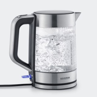SEVERIN CZAJNIK ELEKTRYCZNY SZKŁO-STAL, 1,7L, ZAKRYTA GRZAŁKA, KONTROLER STRIX, WNĘKA NA PRZEWÓD, WSKAŹNIK WODY, 2200W WK3420