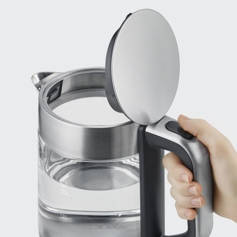 SEVERIN CZAJNIK ELEKTRYCZNY SZKŁO-STAL, 1,7L, ZAKRYTA GRZAŁKA, KONTROLER STRIX, WNĘKA NA PRZEWÓD, WSKAŹNIK WODY, 2200W WK3420