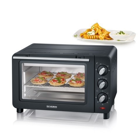SEVERIN MINI PIEKARNIK PÓJ. 14 L, TEMP. 230°C, W ZESTAWIE RUSZT DO GRILLOWANIA, BLACHA I TACKA NA OKRUCHY, MOC 1200W TO2042