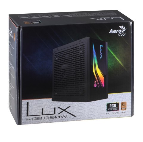 Zasilacz Aerocool LUX AEROPGSLUXRGB-650 (650 W; 120 mm) Zasilacz Aerocool LUX AEROPGSLUXRGB-650 (650 W; 120 mm)