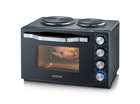 SEVERIN MINI PIEKARNIK Z PŁYTAMI DO GOTOWANIA, ZAKRES TEMP. 100°C-230°C, TIMER DO 120 MIN, 30 L, 1500W TO2074