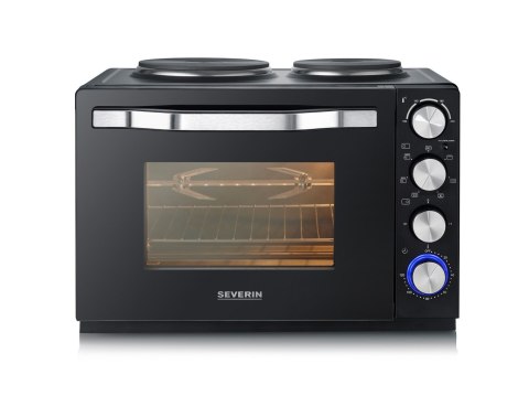 SEVERIN MINI PIEKARNIK Z PŁYTAMI DO GOTOWANIA, ZAKRES TEMP. 100°C-230°C, TIMER DO 120 MIN, 30 L, 1500W TO2074