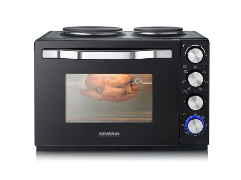SEVERIN MINI PIEKARNIK Z PŁYTAMI DO GOTOWANIA, ZAKRES TEMP. 100°C-230°C, TIMER DO 120 MIN, 30 L, 1500W TO2074