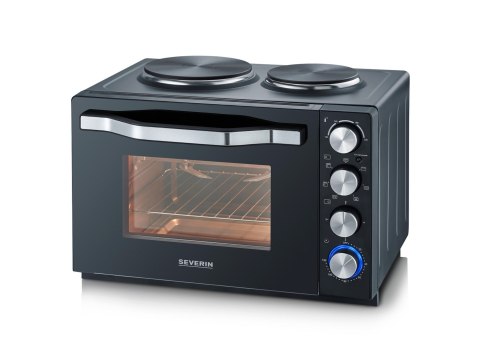 SEVERIN MINI PIEKARNIK Z PŁYTAMI DO GOTOWANIA, ZAKRES TEMP. 100°C-230°C, TIMER DO 120 MIN, 30 L, 1500W TO2074