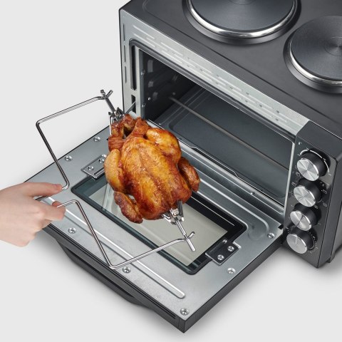 SEVERIN MINI PIEKARNIK Z PŁYTAMI DO GOTOWANIA, ZAKRES TEMP. 100°C-230°C, TIMER DO 120 MIN, 30 L, 1500W TO2074