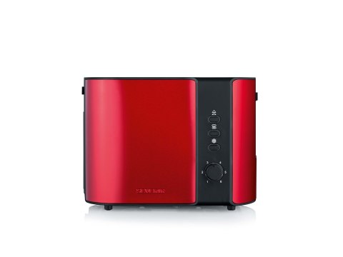 SEVERIN TOSTER CZERWONY, STAL NIERDZEWNA, 2 KROMKI, PRZYCISK ROZMRAŻANIA, ELEKTR. KONTR. OPIEKANIA, MOC 800W AT2217