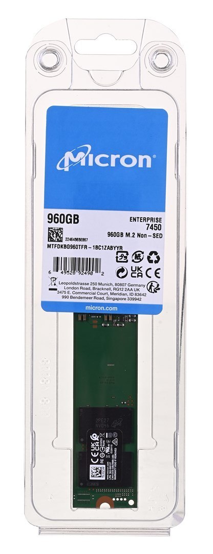 Dysk SSD Micron 7450 PRO 960GB M.2 (22x110) NVMe Gen4 MTFDKBG960TFR-1BC1ZABYYR (DWPD 1)