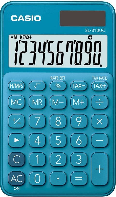 CASIO KALKULATOR KIESZONKOWY SL-310UC-BU NIEBIESKI, 10 CYFROWY WYŚWIETLACZ CASIO KALKULATOR KIESZONKOWY SL-310UC-BU NIEBIESKI, 10 CYFROWY WYŚWIETLACZ