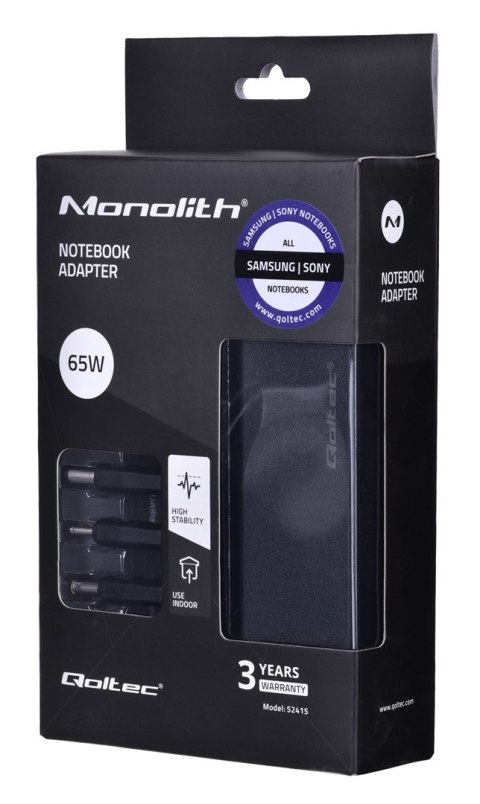 QOLTEC ZASILACZ DO LAPTOPÓW SPECJALIZOWANY DO SAMSUNG / SONY 65W | 3WTYCZKI | +KABEL ZASILAJĄCY QOLTEC ZASILACZ DO LAPTOPÓW SPECJALIZOWANY DO SAMSUNG / SONY 65W | 3WTYCZKI | +KABEL ZASILAJĄCY