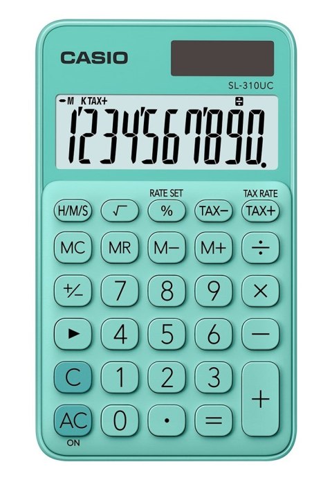 CASIO Kalkulator kieszonkowy SL-310UC-GN BOX, 10-cyfrowy, 70x118mm, kartonik, zielony CASIO Kalkulator kieszonkowy SL-310UC-GN BOX, 10-cyfrowy, 70x118mm, kartonik, zielony