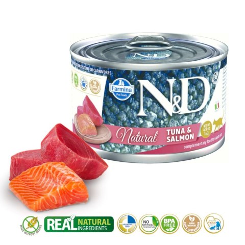 FARMINA N&D Cat Natural Tuńczyk&Łosoś - mokra karma dla kota - 140 g FARMINA N&D Cat Natural Tuńczyk&Łosoś - mokra karma dla kota - 140 g