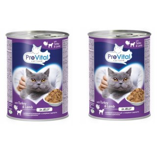 PREVITAL indyk-jagnięcina kawałki w galaretce dla kota 415g x 2szt