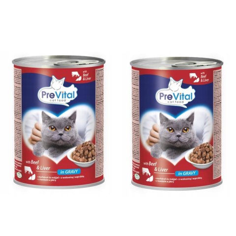 PREVITAL wołowina-wątróbka kawałki w sosie dla kota 415g x 2szt PREVITAL wołowina-wątróbka kawałki w sosie dla kota 415g x 2szt