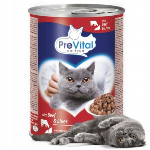 PREVITAL wołowina-wątróbka kawałki w sosie dla kota 415g x 2szt PREVITAL wołowina-wątróbka kawałki w sosie dla kota 415g x 2szt
