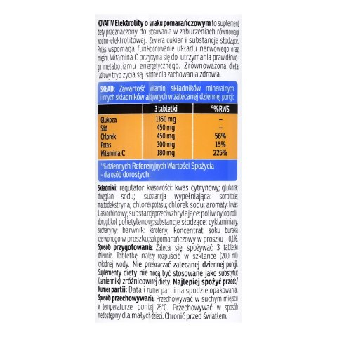 Novativ Elektrolity 20 tabletek musujących Novativ Elektrolity 20 tabletek musujących