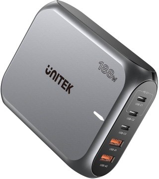 UNITEK ŁADOWARKA SIECIOWA 2X USB-A 3X USB-C GAN PD 3.1 188W
