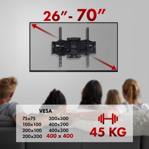 Uchwyt ścienny do telewizora Maclean MC-781 (Obrotowy, ścienne, Uchylny; 26" - 55"; max. 45kg) Uchwyt ścienny do telewizora Maclean MC-781 (Obrotowy, ścienne, Uchylny; 26" - 55"; max. 45kg)