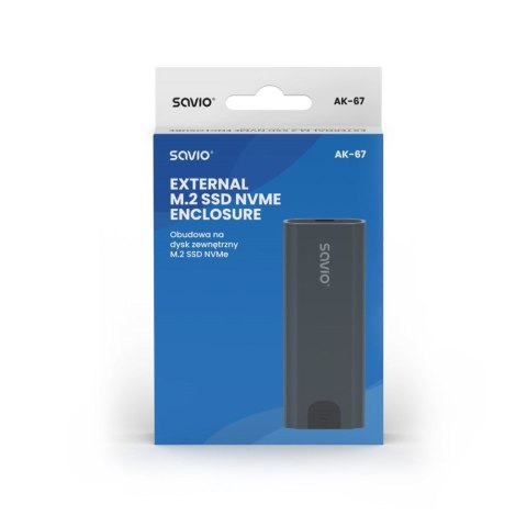 SAVIO OBUDOWA NA DYSK ZEWN. M.2 SSD NVME, USB, AK-67