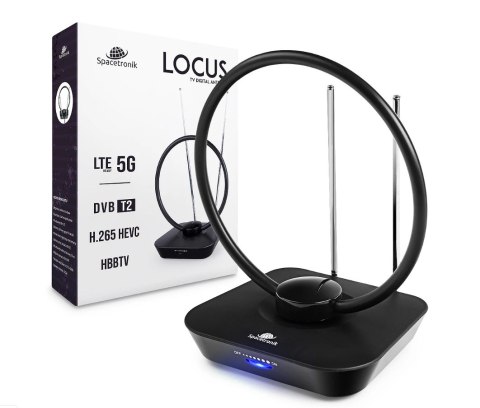 Antena pokojowa DVB-T2 Spacetronik Locus TV zasilacz 45dB Antena pokojowa DVB-T2 Spacetronik Locus TV zasilacz 45dB