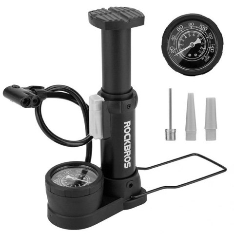 Pompka rowerowa Rockbros 42610002001 podłogowa z manometrem - czarna Pompka rowerowa Rockbros 42610002001 podłogowa z manometrem - czarna