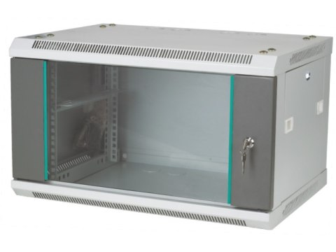 Q-LANTEC Szafa rack wisząca 19" 6U 600x450, drzwi szklane, kolor szary