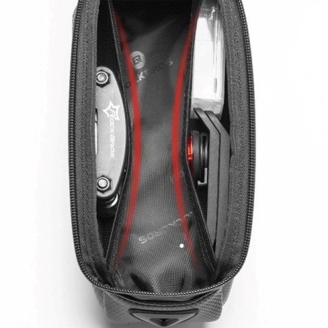 Sakwa rowerowa Rockbros B68-1 na ramę pancerna z kieszonką na telefon 1.7l - czarna Sakwa rowerowa Rockbros B68-1 na ramę pancerna z kieszonką na telefon 1.7l - czarna