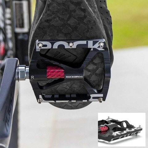 Zestaw pedałów rowerowych Rockbros 37213071001 ze stopu aluminium - czarne Zestaw pedałów rowerowych Rockbros 37213071001 ze stopu aluminium - czarne
