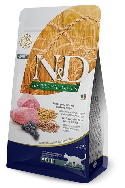FARMINA N&D Ancestral Grain Lamb & Blueberry Adult - sucha karma dla kota - 1,5kg FARMINA N&D Ancestral Grain Lamb & Blueberry Adult - sucha karma dla kota - 1,5kg
