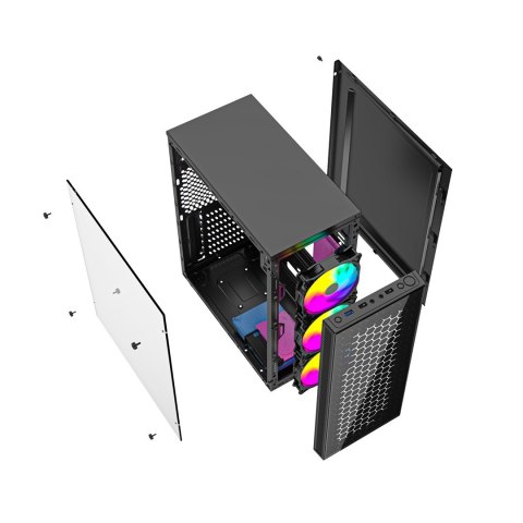 GEMBIRD OBUDOWA FORNAX 500 MIDI-TOWER (2X USB 3.1, 1X USB 2.0, HD AUDIO, SZKLANY PANEL BOCZNY, PODŚWIETLENIE ARGB) CZARNA GEMBIRD OBUDOWA FORNAX 500 MIDI-TOWER (2X USB 3.1, 1X USB 2.0, HD AUDIO, SZKLANY PANEL BOCZNY, PODŚWIETLENIE ARGB) CZARNA