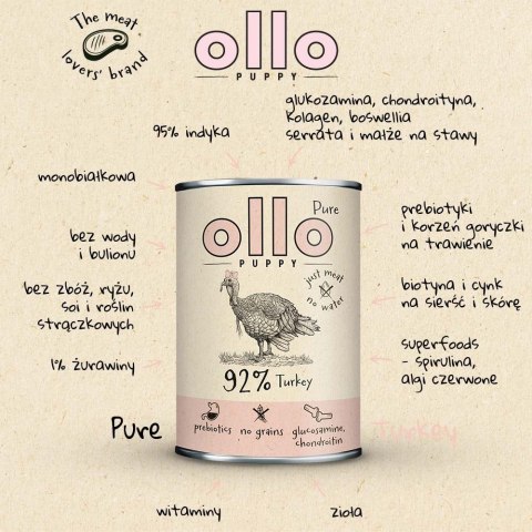 Ollo Puppy Pure Indyk 850g Ollo Puppy Pure Indyk 850g