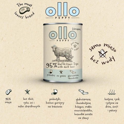 Ollo Puppy Umami Woł. żwacze z Kaczą Wątrobą 850g Ollo Puppy Umami Woł. żwacze z Kaczą Wątrobą 850g