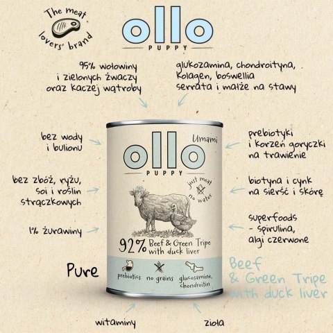 Ollo Puppy Umami Woł. żwacze z Kaczą Wątrobą 850g Ollo Puppy Umami Woł. żwacze z Kaczą Wątrobą 850g