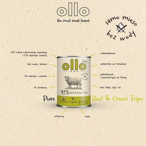 Ollo Pure Wołowina zielone Żwacze 850g Ollo Pure Wołowina zielone Żwacze 850g