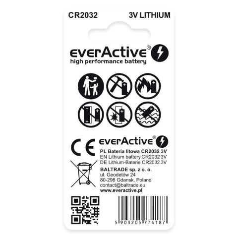 EVERACTIVE BATERIE LITOWE MINI CR2032 BLISTER 2SZT. CR20322BL EVERACTIVE BATERIE LITOWE MINI CR2032 BLISTER 2SZT. CR20322BL